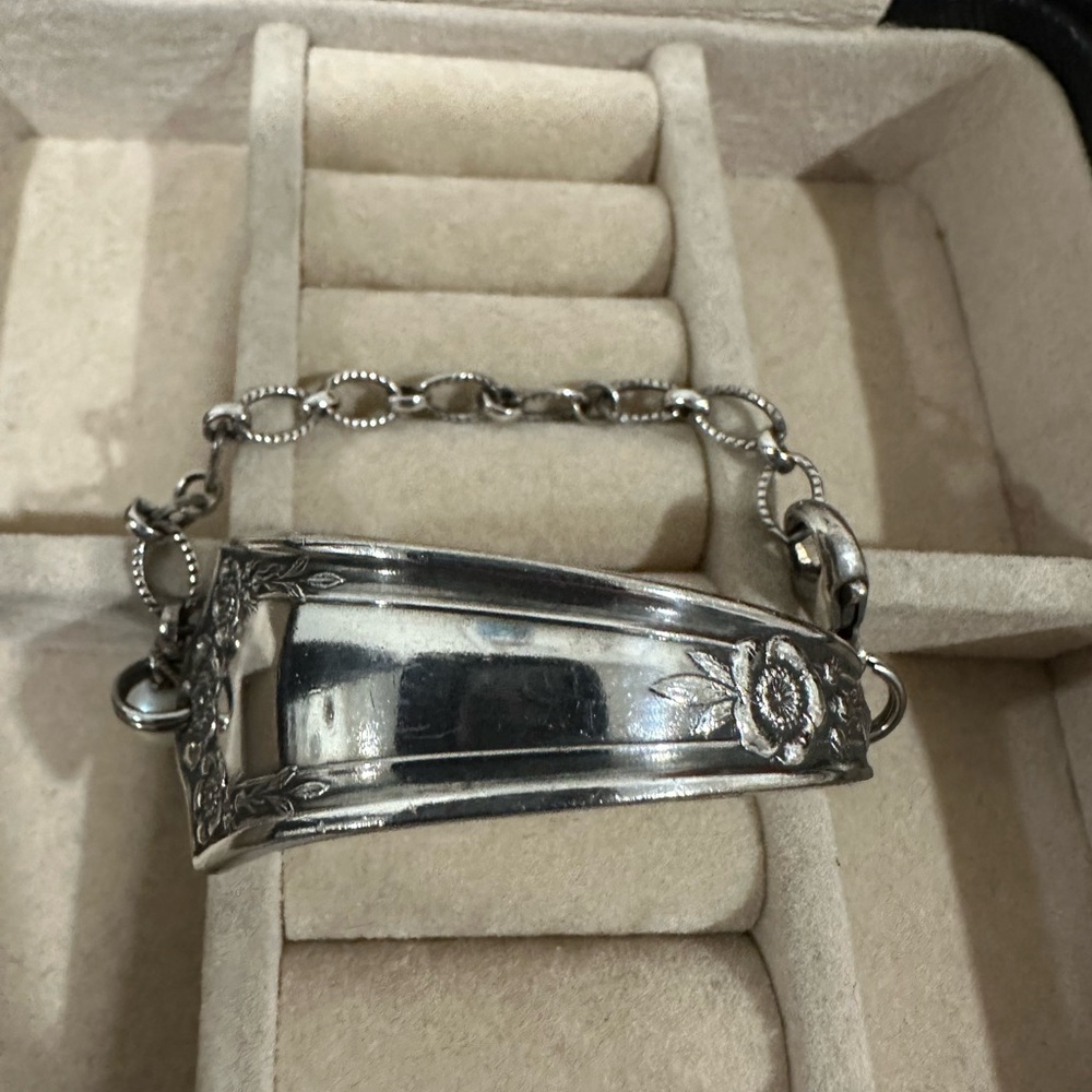 Silver Spoon Bracelet with Pearl Charm